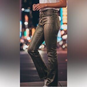 BONGO Shimmering Metallic Gold Stretch Black Denim Skinny Jeans Size 11 NWT